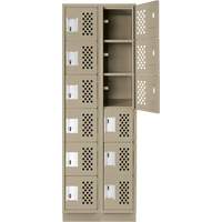 Assembled Lockerettes Clean Line Perforated Economy Lockers, 6 -tier, Bank of 2, 18" x 72" x 12", Steel Moffatt Supply & Specialties