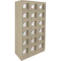 Assembled Lockerettes Clean Line Perforated Economy Lockers, 6 -tier, Bank of 3, 18" x 72" x 12", Steel Moffatt Supply & Specialties