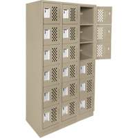 Assembled Lockerettes Clean Line Perforated Economy Lockers, 6 -tier, Bank of 3, 18" x 72" x 12", Steel Moffatt Supply & Specialties