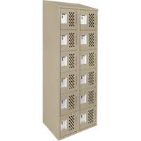 Assembled Lockerettes Clean Line Perforated Economy Lockers, 6 -tier, Bank of 2, 18" x 72" x 12", Steel Moffatt Supply & Specialties
