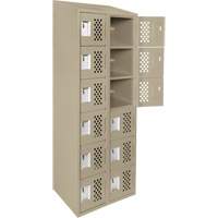 Assembled Lockerettes Clean Line Perforated Economy Lockers, 6 -tier, Bank of 2, 18" x 72" x 12", Steel Moffatt Supply & Specialties