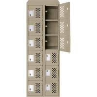 Assembled Lockerettes Clean Line Perforated Economy Lockers, 6 -tier, Bank of 2, 18" x 72" x 12", Steel Moffatt Supply & Specialties