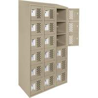 Assembled Lockerettes Clean Line Perforated Economy Lockers, 6 -tier, Bank of 3, 18" x 72" x 12", Steel Moffatt Supply & Specialties