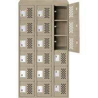 Assembled Lockerettes Clean Line Perforated Economy Lockers, 6 -tier, Bank of 3, 18" x 72" x 12", Steel Moffatt Supply & Specialties