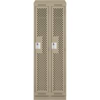 Clean Line Lockers, Bank of 2, 24" x 18" x 82", Steel, Beige, Rivet (Assembled), Perforated Moffatt Supply & Specialties