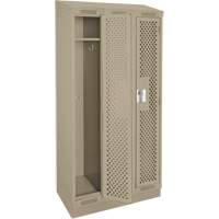 Clean Line Lockers, Bank of 3, 36" x 18" x 82", Steel, Beige, Rivet (Assembled), Perforated Moffatt Supply & Specialties