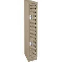 Clean Line Lockers, 2 -tier, 12" x 12" x 82", Steel, Beige, Rivet (Assembled), Perforated Moffatt Supply & Specialties