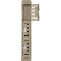Clean Line Lockers, 3 -tier, 12" x 18" x 82", Steel, Beige, Rivet (Assembled), Perforated Moffatt Supply & Specialties