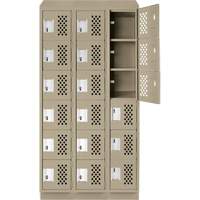 Clean-Line Perforated Lockerette, 6 -tier, Bank of 3, 15" x 72" x 12", Steel Moffatt Supply & Specialties