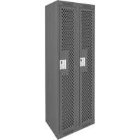 Clean Line Lockers, Bank of 2, 24" x 12" x 72", Steel, Charcoal, Rivet (Assembled), Perforated Moffatt Supply & Specialties