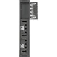 Clean Line Lockers, 3 -tier, 12" x 12" x 72", Steel, Charcoal, Rivet (Assembled), Perforated Moffatt Supply & Specialties