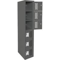 Assembled Lockerettes Clean Line Perforated Economy Lockers, 6 -tier, 18" x 72" x 12", Steel Moffatt Supply & Specialties