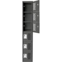 Assembled Lockerettes Clean Line Perforated Economy Lockers, 6 -tier, 18" x 72" x 12", Steel Moffatt Supply & Specialties