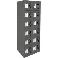 Assembled Lockerettes Clean Line Perforated Economy Lockers, 6 -tier, Bank of 2, 18" x 72" x 12", Steel Moffatt Supply & Specialties