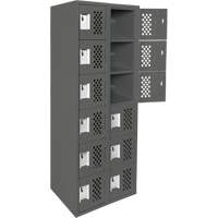 Assembled Lockerettes Clean Line Perforated Economy Lockers, 6 -tier, Bank of 2, 18" x 72" x 12", Steel Moffatt Supply & Specialties