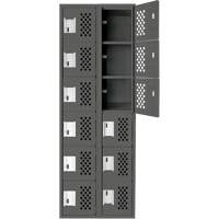 Assembled Lockerettes Clean Line Perforated Economy Lockers, 6 -tier, Bank of 2, 18" x 72" x 12", Steel Moffatt Supply & Specialties