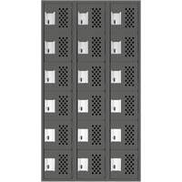 Assembled Lockerettes Clean Line Perforated Economy Lockers, 6 -tier, Bank of 3, 18" x 72" x 12", Steel Moffatt Supply & Specialties