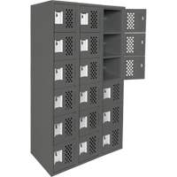 Assembled Lockerettes Clean Line Perforated Economy Lockers, 6 -tier, Bank of 3, 18" x 72" x 12", Steel Moffatt Supply & Specialties