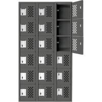 Assembled Lockerettes Clean Line Perforated Economy Lockers, 6 -tier, Bank of 3, 18" x 72" x 12", Steel Moffatt Supply & Specialties