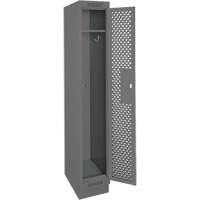 Clean Line Lockers, 12" x 15" x 76", Steel, Charcoal, Rivet (Assembled), Perforated Moffatt Supply & Specialties