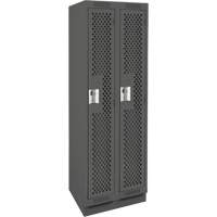 Clean Line Lockers, Bank of 2, 24" x 15" x 76", Steel, Charcoal, Rivet (Assembled), Perforated Moffatt Supply & Specialties