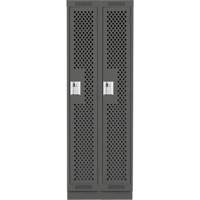 Clean Line Lockers, Bank of 2, 24" x 15" x 76", Steel, Charcoal, Rivet (Assembled), Perforated Moffatt Supply & Specialties