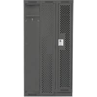 Clean Line Lockers, Bank of 3, 36" x 15" x 76", Steel, Charcoal, Rivet (Assembled), Perforated Moffatt Supply & Specialties