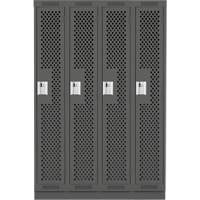 Clean Line Lockers, Bank of 4, 48" x 15" x 76", Steel, Charcoal, Rivet (Assembled), Perforated Moffatt Supply & Specialties