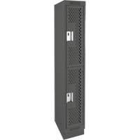 Clean Line Lockers, 2 -tier, 12" x 18" x 76", Steel, Charcoal, Rivet (Assembled), Perforated Moffatt Supply & Specialties
