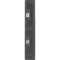 Clean Line Lockers, 2 -tier, 12" x 18" x 76", Steel, Charcoal, Rivet (Assembled), Perforated Moffatt Supply & Specialties