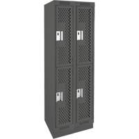 Clean Line Lockers, 2 -tier, Bank of 2, 24" x 12" x 76", Steel, Charcoal, Rivet (Assembled), Perforated Moffatt Supply & Specialties