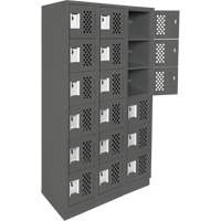 Assembled Lockerettes Clean Line Perforated Economy Lockers, 6 -tier, Bank of 3, 18" x 72" x 12", Steel Moffatt Supply & Specialties