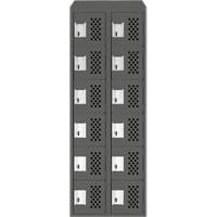 Assembled Lockerettes Clean Line Perforated Economy Lockers, 6 -tier, Bank of 2, 18" x 72" x 12", Steel Moffatt Supply & Specialties