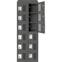 Assembled Lockerettes Clean Line Perforated Economy Lockers, 6 -tier, Bank of 2, 18" x 72" x 12", Steel Moffatt Supply & Specialties