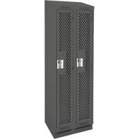 Clean Line Lockers, Bank of 2, 24" x 18" x 82", Steel, Charcoal, Rivet (Assembled), Perforated Moffatt Supply & Specialties