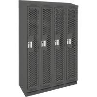 Clean Line Lockers, Bank of 4, 48" x 18" x 82", Steel, Charcoal, Rivet (Assembled), Perforated Moffatt Supply & Specialties
