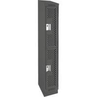 Clean Line Lockers, 2 -tier, 12" x 12" x 82", Steel, Charcoal, Rivet (Assembled), Perforated Moffatt Supply & Specialties