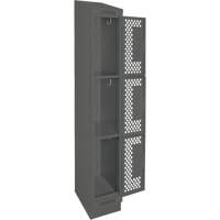 Clean Line Lockers, 3 -tier, 12" x 18" x 82", Steel, Charcoal, Rivet (Assembled), Perforated Moffatt Supply & Specialties
