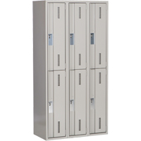 Concorde Heavy-Duty Lockers, 2 -tier, Bank of 3, 36" x 18" x 72", Steel, Grey, Welded (Assembled) Moffatt Supply & Specialties