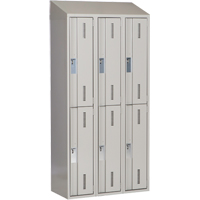 Concorde Heavy-Duty Lockers, 2 -tier, Bank of 3, 36" x 18" x 78", Steel, Grey, Welded (Assembled) Moffatt Supply & Specialties