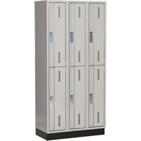 Concorde Heavy-Duty Lockers, 2 -tier, Bank of 3, 36" x 18" x 76", Steel, Grey, Welded (Assembled) Moffatt Supply & Specialties