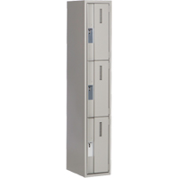 Concorde Heavy-Duty Lockers, 3 -tier, 12" x 18" x 72", Steel, Grey, Welded (Assembled) Moffatt Supply & Specialties