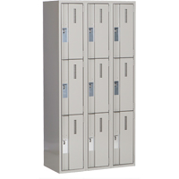 Concorde Heavy-Duty Lockers, 3 -tier, Bank of 3, 36" x 18" x 72", Steel, Grey, Welded (Assembled) Moffatt Supply & Specialties