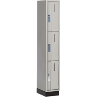 Concorde Heavy-Duty Lockers, 3 -tier, 12" x 18" x 76", Steel, Grey, Welded (Assembled) Moffatt Supply & Specialties