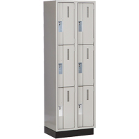 Concorde Heavy-Duty Lockers, 3 -tier, Bank of 2, 24" x 18" x 76", Steel, Grey, Welded (Assembled) Moffatt Supply & Specialties