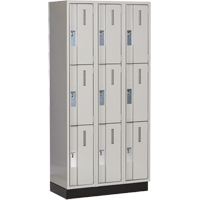 Concorde Heavy-Duty Lockers, 3 -tier, Bank of 3, 36" x 18" x 76", Steel, Grey, Welded (Assembled) Moffatt Supply & Specialties
