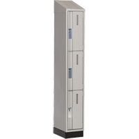 Concorde Heavy-Duty Lockers, 3 -tier, 12" x 18" x 82", Steel, Grey, Welded (Assembled) Moffatt Supply & Specialties