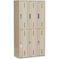 Concorde Heavy-Duty Lockers, 2 -tier, Bank of 3, 36" x 18" x 72", Steel, Beige, Welded (Assembled) Moffatt Supply & Specialties