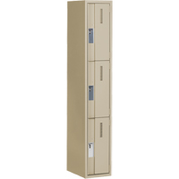 Concorde Heavy-Duty Lockers, 3 -tier, 12" x 18" x 72", Steel, Beige, Welded (Assembled) Moffatt Supply & Specialties