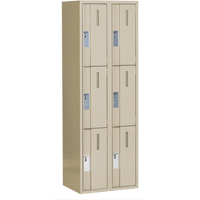 Concorde Heavy-Duty Lockers, 3 -tier, Bank of 2, 24" x 18" x 72", Steel, Beige, Welded (Assembled) Moffatt Supply & Specialties